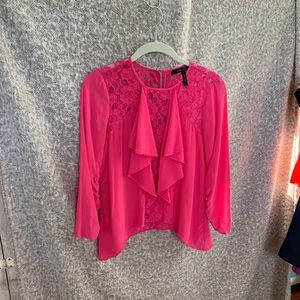 BCBGMaxAzria Tops - BCBG Lilliana Silk Lace Ruffle Blouse Begonia XXS BCBGMaxAzria Tops - BCBG Lilliana Silk Lace Ruffle Blouse Begonia XXS